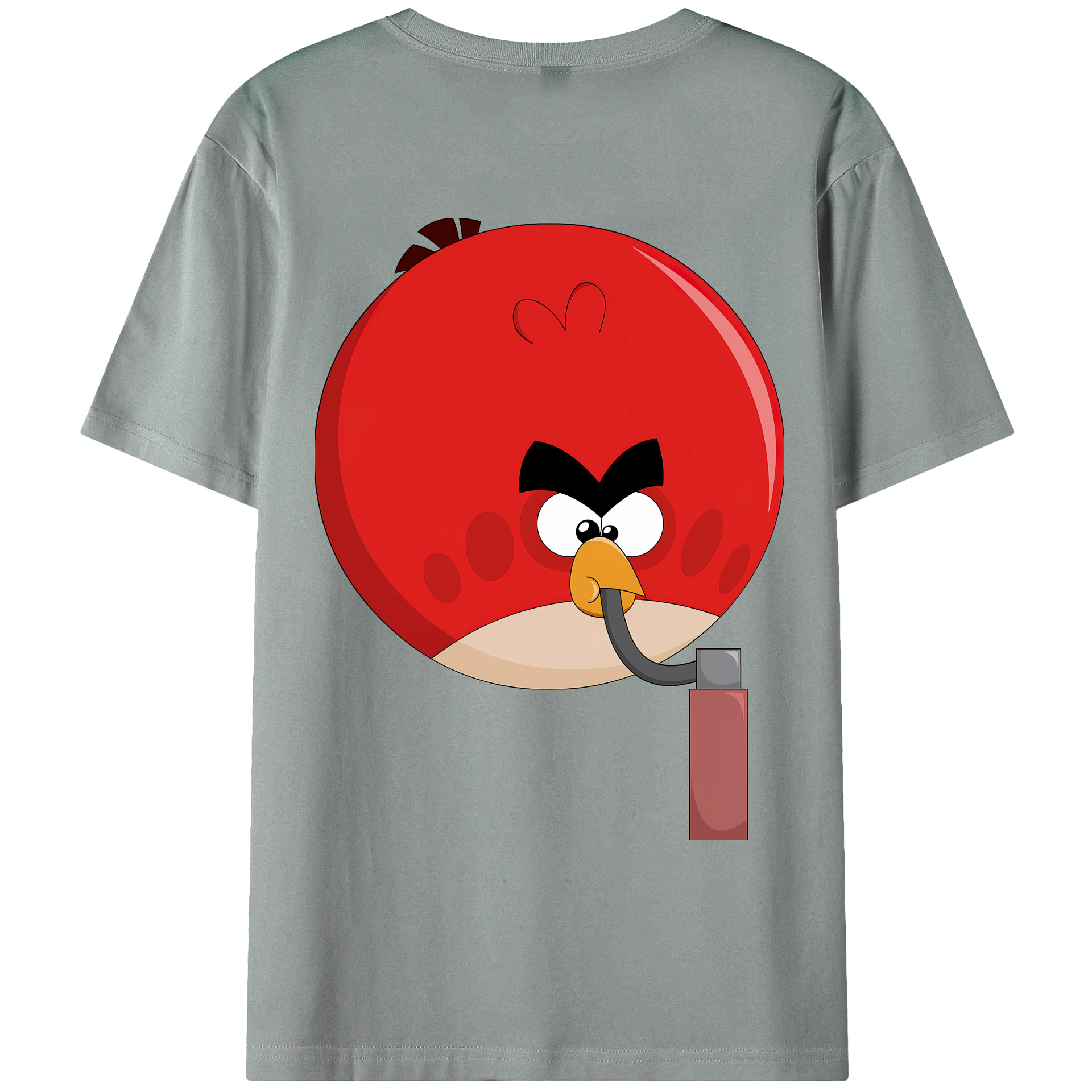 （画像用） Angry Birds アングリーバード 綿100％ メンズ半袖Tシャツ（バックプリント） 通気性